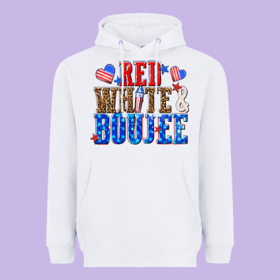 Heavyweight Hoodie red white and boujee billie wilder