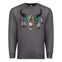 Charcoal Heather boho bull skull Premium Sweatshirt - RanaPortraitStore