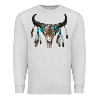 Dove Grey boho bull skull Premium Sweatshirt - RanaPortraitStore