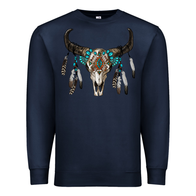 Boho Bull Skull Premium Sweatshirt by RanaPortraitStore | Teevron