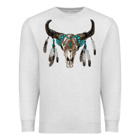 Oatmeal Heather boho bull skull Premium Sweatshirt - RanaPortraitStore