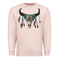 Pale Pink boho bull skull Premium Sweatshirt - RanaPortraitStore
