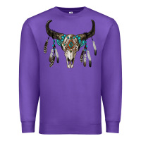 Purple boho bull skull Premium Sweatshirt - RanaPortraitStore