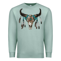 Seafoam boho bull skull Premium Sweatshirt - RanaPortraitStore