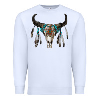 White boho bull skull Premium Sweatshirt - RanaPortraitStore