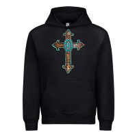Black turquoise cross Urban Hoodie - AdoDesignShop
