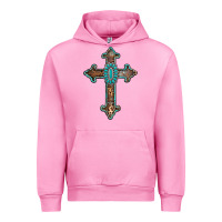 Fuchsia Pink turquoise cross Urban Hoodie - AdoDesignShop