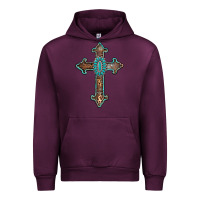 Mauve Wine turquoise cross Urban Hoodie - AdoDesignShop