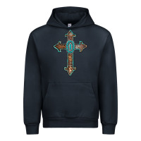 Navy turquoise cross Urban Hoodie - AdoDesignShop