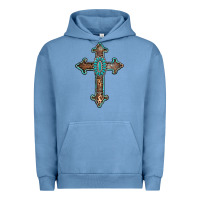 Pigment Pebble Blue turquoise cross Urban Hoodie - AdoDesignShop
