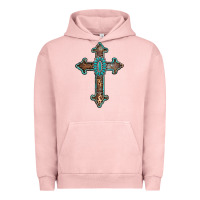 Pigment Salmon turquoise cross Urban Hoodie - AdoDesignShop