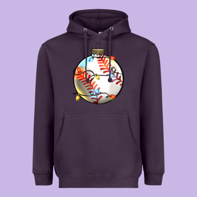 Christmas Baseball Heavyweight Hoodie Designed By Zillion Design Studio