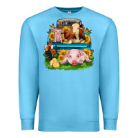 Ocean Blue farm truck animals Premium Sweatshirt - Zillion Design Studio