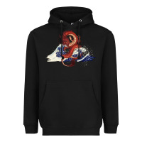 Black asian dragon and ocean waves Heavyweight Hoodie - RanaPortraitStore