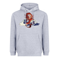Heather Grey asian dragon and ocean waves Heavyweight Hoodie - RanaPortraitStore