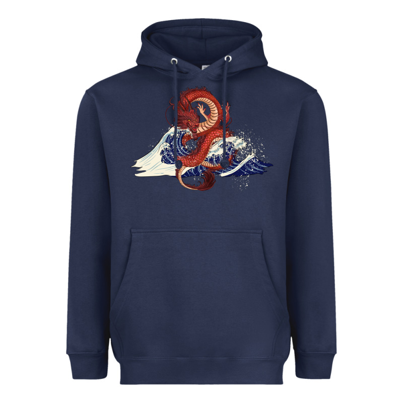 Asian Dragon And Ocean Waves Heavyweight Hoodie by RanaPortraitStore | Teevron