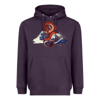 Plum asian dragon and ocean waves Heavyweight Hoodie - RanaPortraitStore