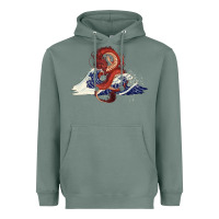 Sage asian dragon and ocean waves Heavyweight Hoodie - RanaPortraitStore