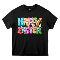 Black Happy Easter Heavy Core Tee - CowhideDigitalArt
