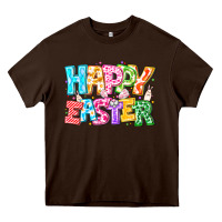 Chocolate Brown Happy Easter Heavy Core Tee - CowhideDigitalArt