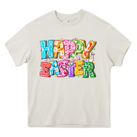 Cream Happy Easter Heavy Core Tee - CowhideDigitalArt