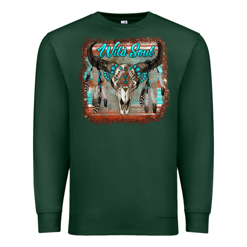Wild Soul Boho Skull With Background Premium Sweatshirt by RanaPortraitStore | Teevron