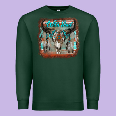 Wild Soul Boho Skull With Background Premium Sweatshirt Designed By Ranaportraitstore