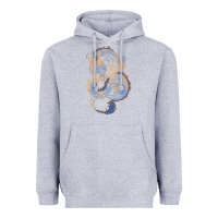 Heather Grey blue and orange dragon Heavyweight Hoodie - RanaPortraitStore