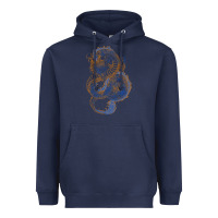 Navy blue and orange dragon Heavyweight Hoodie - RanaPortraitStore