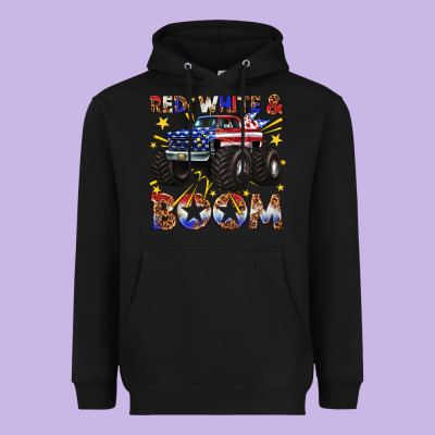 Heavyweight Hoodie red white and boom