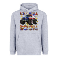 Heather Grey red white and boom Heavyweight Hoodie - texasbilliewilder