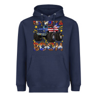 Navy red white and boom Heavyweight Hoodie - texasbilliewilder