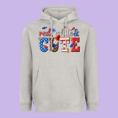 Heavyweight Hoodie red white and cute billie wilder