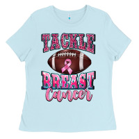 Baby Blue tackle breast cancer Ladies Tee - BarkalooDesign