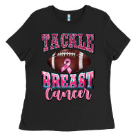 Black tackle breast cancer Ladies Tee - BarkalooDesign
