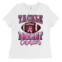 White tackle breast cancer Ladies Tee - BarkalooDesign