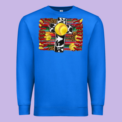 Softball Cross Serape Leopard Background Premium Sweatshirt Designed By Ranaportraitstore