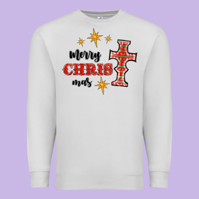 Merry Christmas Cross Premium Sweatshirt Designed By Ranaportraitstore