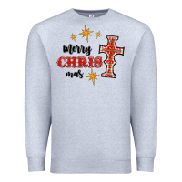 Heather Grey merry christmas cross Premium Sweatshirt - RanaPortraitStore