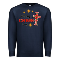 Navy merry christmas cross Premium Sweatshirt - RanaPortraitStore