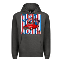 Charcoal Heather 4th of july seamless pattern truck Premium Hoodie - BundleAndBundleShop