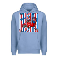 Colony Blue 4th of july seamless pattern truck Premium Hoodie - BundleAndBundleShop