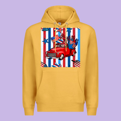 4th Of July Seamless Pattern Truck Premium Hoodie Designed By Bundleandbundleshop