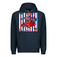 Navy 4th of july seamless pattern truck Premium Hoodie - BundleAndBundleShop