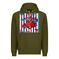 Army Green 4th of july seamless pattern truck Premium Hoodie - BundleAndBundleShop