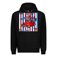 Black 4th of july seamless pattern truck Premium Hoodie - BundleAndBundleShop