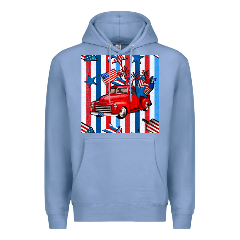 4th Of July Seamless Pattern Truck Premium Hoodie by BundleAndBundleShop | Teevron