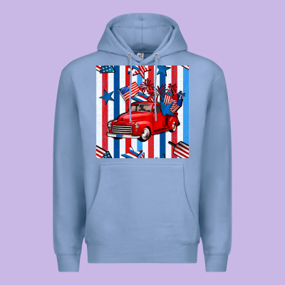4th Of July Seamless Pattern Truck Premium Hoodie Designed By Bundleandbundleshop