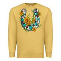 Antique Gold cowhide sunflower horseshoe Premium Sweatshirt - Zillion Design Studio