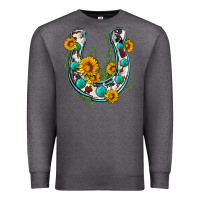 Charcoal Heather cowhide sunflower horseshoe Premium Sweatshirt - Zillion Design Studio